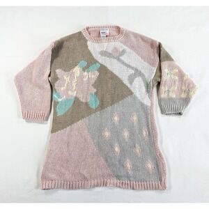 Vintage 80s Avon Pastel Floral Intarsia Knit Sweater Cottage Grandma Women's S